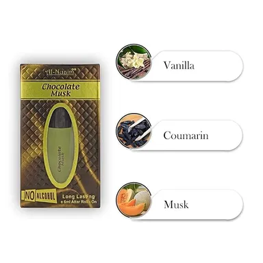 Al-Nuaim Chocolate Musk Attar Roll On Pack of 2 x 12ml| Unisex, Alcohol-Free, Long-Lasting Perfume Oil thumbnail 2