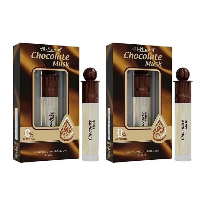 Al-Nuaim Chocolate Musk Attar Roll On Pack of 2 x 12ml| Unisex, Alcohol-Free, Long-Lasting Perfume Oil image 1