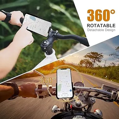 Bike Mobile Holder with USB Charging| Universal Phone Mount for Motorcycle| Waterproof| Handlebar Phone Holder for iPhone/Samsung| Compatible with All Bikes thumbnail 4