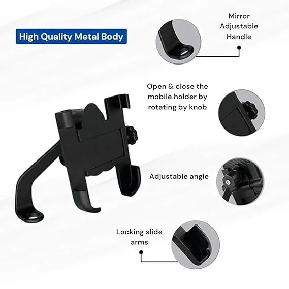 Bike Mobile Holder with USB Charging| Universal Phone Mount for Motorcycle| Waterproof| Handlebar Phone Holder for iPhone/Samsung| Compatible with All Bikes image 2