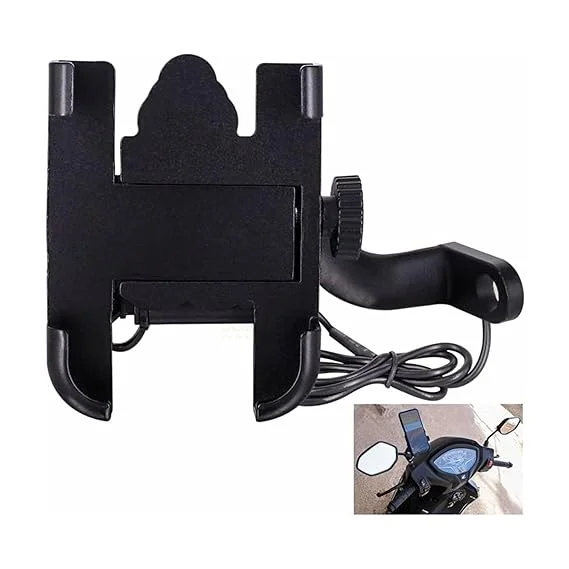 Bike Mobile Holder with USB Charging| Universal Phone Mount for Motorcycle| Waterproof| Handlebar Phone Holder for iPhone/Samsung| Compatible with All Bikes image 1