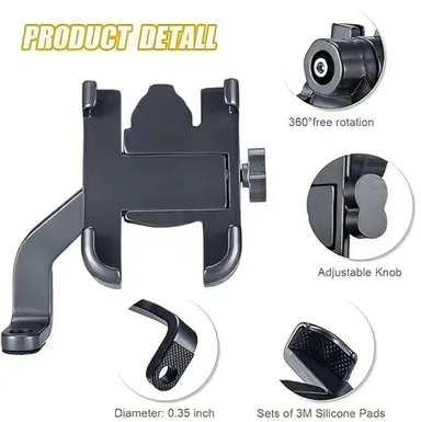 Universal Bicycle Phone Mount Holder | Adjustable Handlebar Clamp | Black | Compatible with All Smartphones thumbnail 3