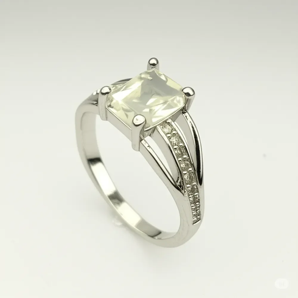 Elegant Engagement Ring for Women with Square Cut CZ Stone |Sparkling Accents image 1
