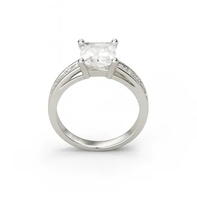  Elegant Engagement Ring for Women with Square Cut CZ Stone |Sparkling Accents  thumbnail 1