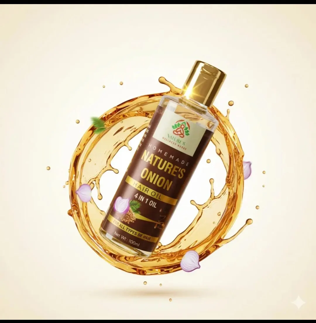 Onion Hair Oil | Natural Hair Fall Solution| Boosts Growth & Scalp Health| Red Onion Extracts| Sulfate-Free for Men & Women| 200ml Bottle image 1