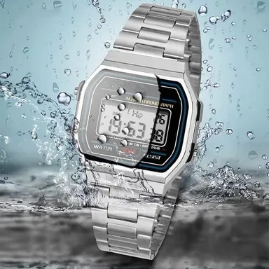 Vedu Digital Watch | Vintage Square Dial Unisex WR70 | Men Women|  Pack of 1 thumbnail 1
