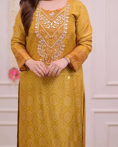 Women’s Silk Embroidered Straight Kurti Set | Pant & Dupatta | Party, Festive & Office Wear|Size L thumbnail 3