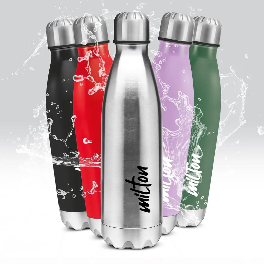 Milton Shine 1000 Stainless Steel Water Bottle 870 ml Single Walled Leakproof Rust-Free Silver Travel Bottle with Easy Grip image 7