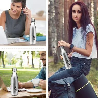 Milton Shine 1000 Stainless Steel Water Bottle 870 ml Single Walled Leakproof Rust-Free Silver Travel Bottle with Easy Grip thumbnail 5