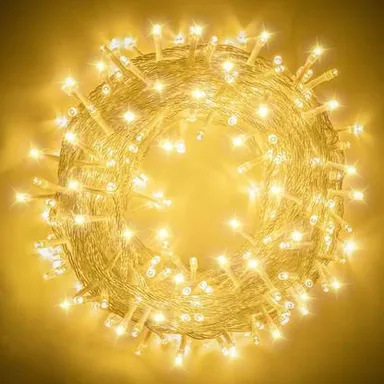 Golden LED String Lights | 15m Decorative Lights for Festivals| Parties & Home Décor | Battery-Powered| Energy-Efficient| Outdoor & Indoor Use  thumbnail 0