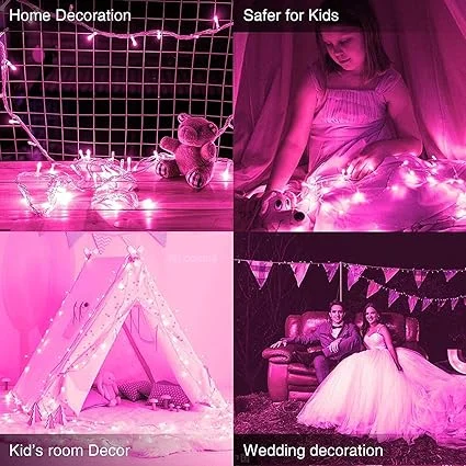 Pink LED Decorative String Lights 15m | Festival & Party Lighting | Indoor Outdoor Use image 5