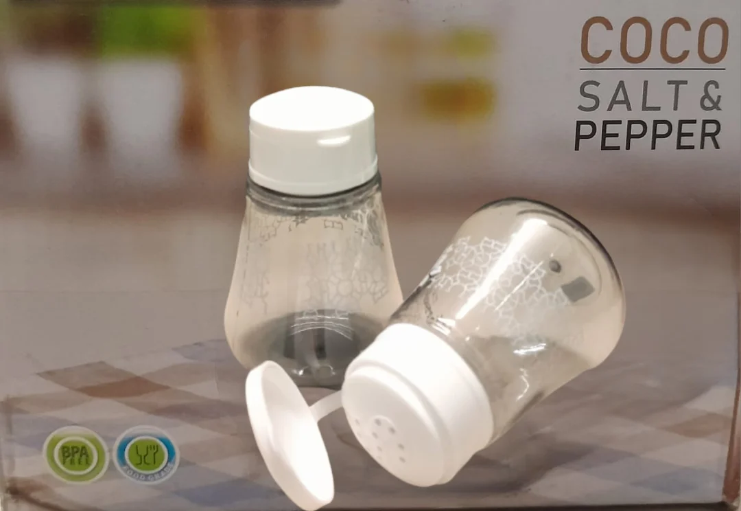 Salt and Pepper Spice Dispensers with Flip Top Lid Coco - Gray | Set of 2 pcs | Durable & Stylish image 2