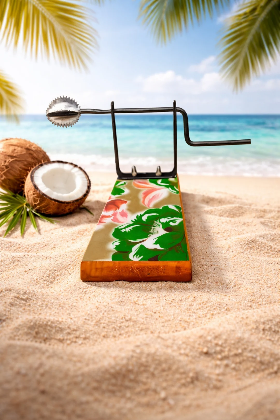 Premium Stainless Steel Manual Coconut Scraper with Wooden Base Hand Crank Grater Traditional Kitchen Tool for South Indian Cooking Fresh Coconut Chutney Curry Preparation image 3