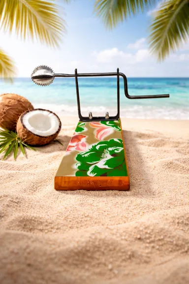 Premium Stainless Steel Manual Coconut Scraper with Wooden Base Hand Crank Grater Traditional Kitchen Tool for South Indian Cooking Fresh Coconut Chutney Curry Preparation thumbnail 2