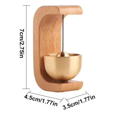 Solid Wood C‑Shaped Magnetic Door Wind Chime Bell | Shopkeeper’s Vintage Wooden Door Bell thumbnail 1