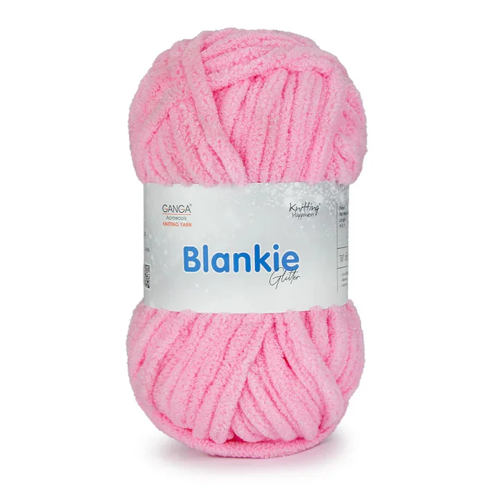 Ganga Acrowools Glitter Chenille Yarn 100gm Pack of 4 | Soft Knitting Yarn | Blankets, DIY Crafts | Pink image 1