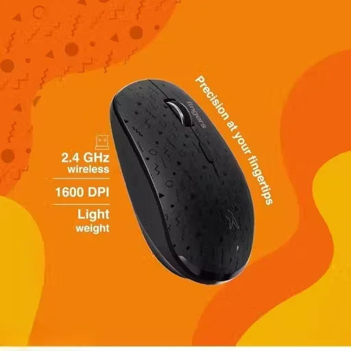 FINGERS AeroGrip Wireless Mouse – Ergonomic 2.4 GHz USB Optical Cordless Mouse for Office, Laptop & PC (BLACK) image 2