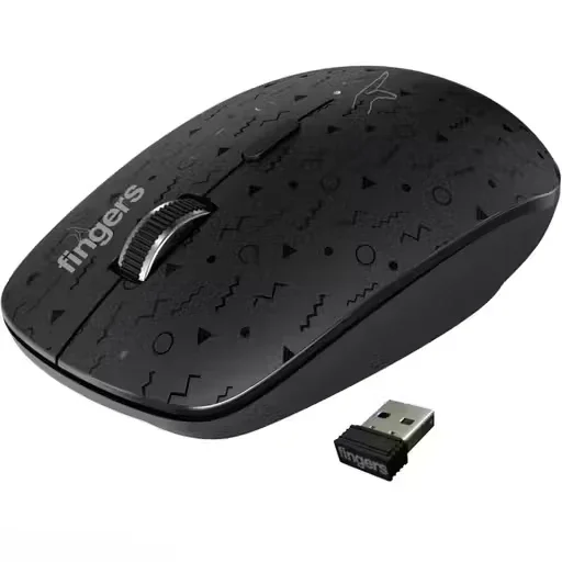 FINGERS AeroGrip Wireless Mouse – Ergonomic 2.4 GHz USB Optical Cordless Mouse for Office, Laptop & PC (BLACK) image 1