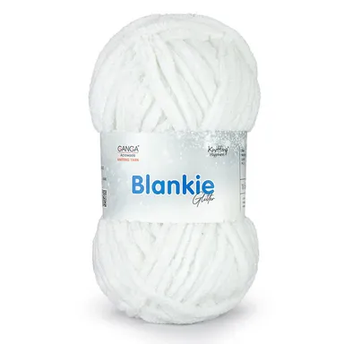 Ganga Acrowools Blankie Glitter Knitting Yarn | Super Soft Chenille Wool 100gm Pack of 4 | White Crochet & Knitting Yarn for Sweaters Baby Clothes Crafts thumbnail 0