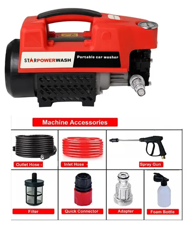 Star Powerwash Electric High Pressure Washer 2400w  with Copper Winding with Hose Pipe and Foam Bottle Max Pressure 150 Bar thumbnail 1