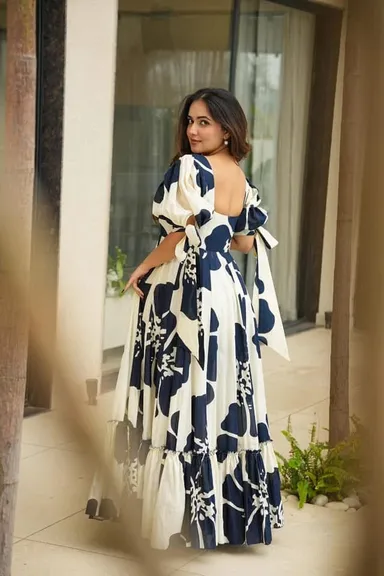 Premium Printed Rayon Gown Collection| Digital Print| Lightweight Maxi Styles| L thumbnail 0
