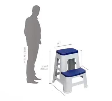 Strong Durable Plastic Seating Stool for Adults Home Bathroom Kitchen Office Bedroom Living Room High Load Capacity Stackable Heavy Duty Grey Blue thumbnail 3