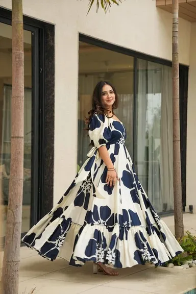 Premium Printed Rayon Gown Collection| Digital Floral Anarkali Maxi Dresses for Women | XXL thumbnail 2