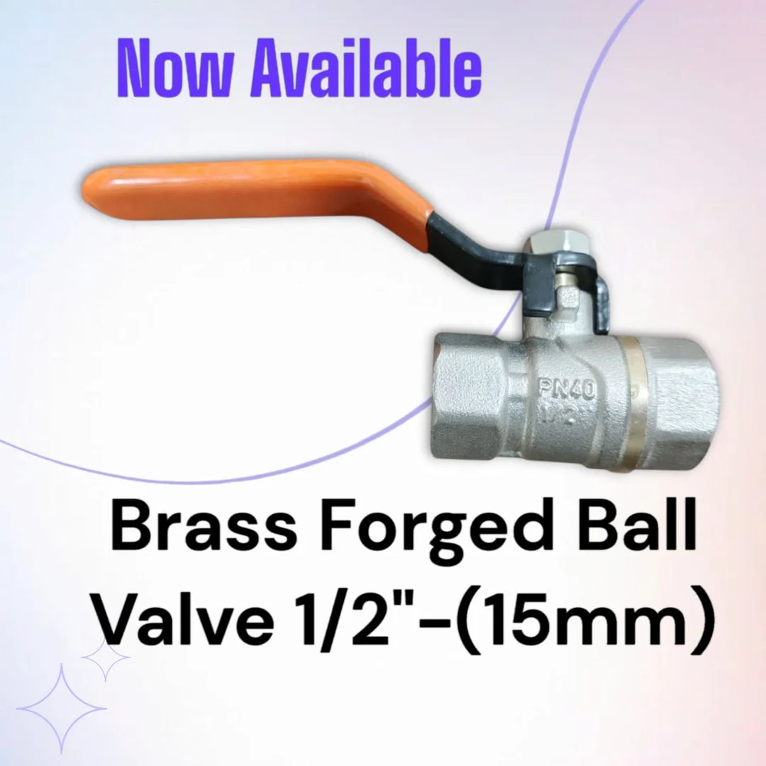 Full Brass Forged Ball Valve 1/2 Inch | Threaded 15mm | Durable Industrial Plumbing Valve image 1