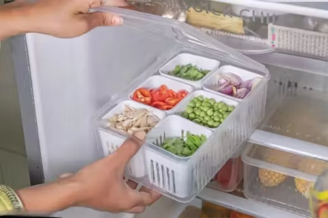 Spring Onion Storage Box | 6-in-1 Multipurpose Food Storage | Container for Onion Garlic Ginger image 4