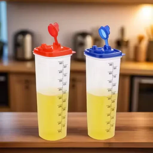 Oil Dispenser Set of 2 | Easy Pour Kitchen Oil Dispenser | Durable Plastic Cooking Oil Bottle | Multi-Color | Leak-Proof for Kitchens image 1