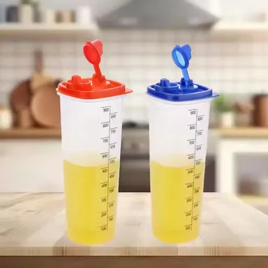 Oil Dispenser Set of 2 | Easy Pour Kitchen Oil Dispenser | Durable Plastic Cooking Oil Bottle | Multi-Color | Leak-Proof for Kitchens thumbnail 1