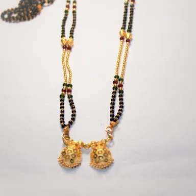Trendiz Mart Double Layer Gold-Plated Beaded Mangalsutra | Coin Pendant Design | Traditional Women’s Jewelry thumbnail 1