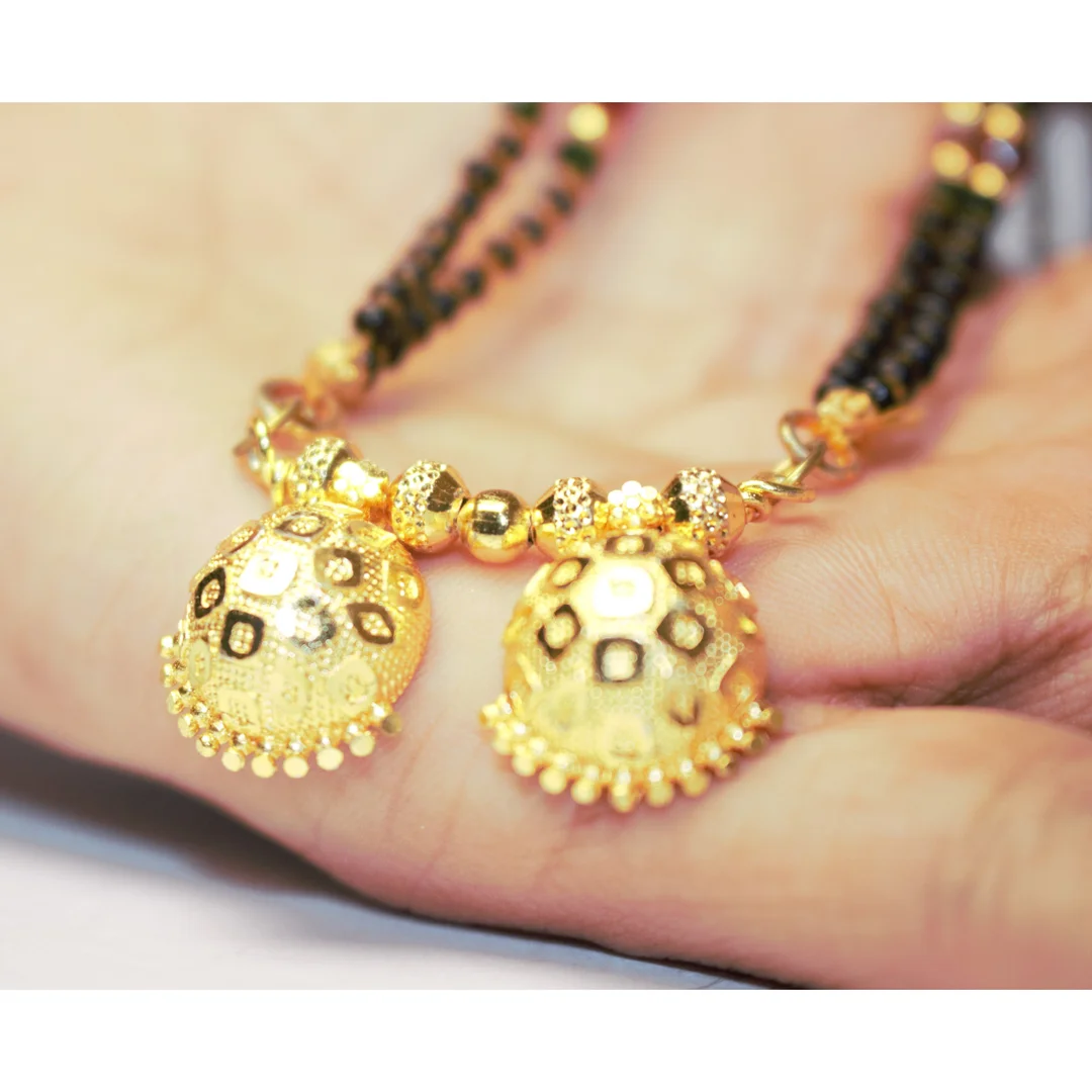 Trendiz Mart Double Layer Gold-Plated Beaded Mangalsutra | Coin Pendant Design | Traditional Women’s Jewelry image 3