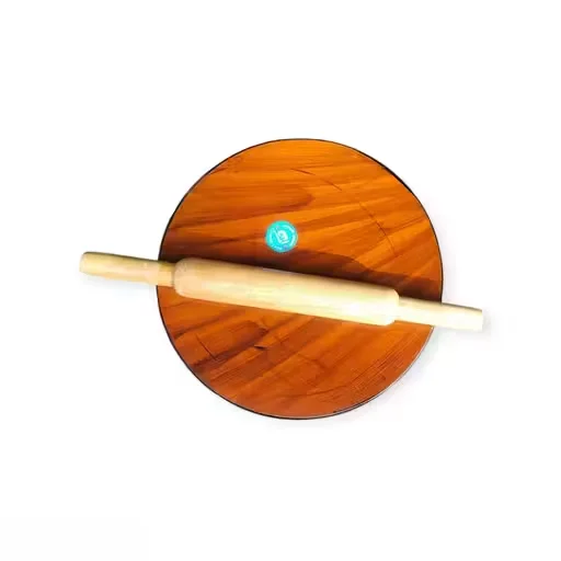 Premium Sheesham Wood Chakla Belan Set with 10 inch Chakla 12 inch Belan Traditional Wooden Roti Maker for Home Kitchen Handmade Brown Finish Natural Food‑Safe Rolling Board image 1