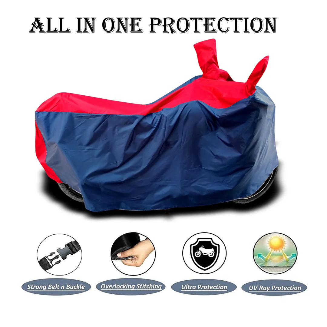 Bike Cover for Hero HF 100, HF Deluxe & HF Dawn BS6 | Waterproof Scratch & UV Protection | Dustproof Motorcycle Body Cover | Navy & Red | All Models image 2