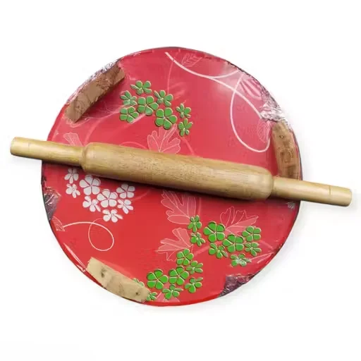 Wooden Roti Maker Set Heavy Duty 10 Inch Chakla Belan Board Handmade Sheesham Wood Chapati Rolling Board Kitchen Tool for Home I Flatbreads image 2