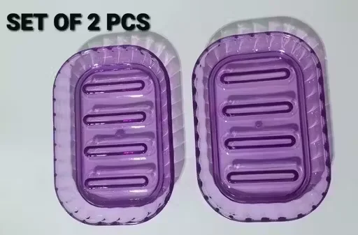 Modern Plastic Soap Dishes | Multicolour | Set of 2 | Keeps Soap Dry image 1