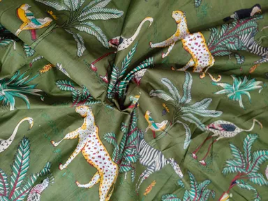 Jaipuri Floral Printed Cotton Fabric 100 % Cotton | 5 Meter | 44 in Width | Women Dress Material | Natural Dye thumbnail 0