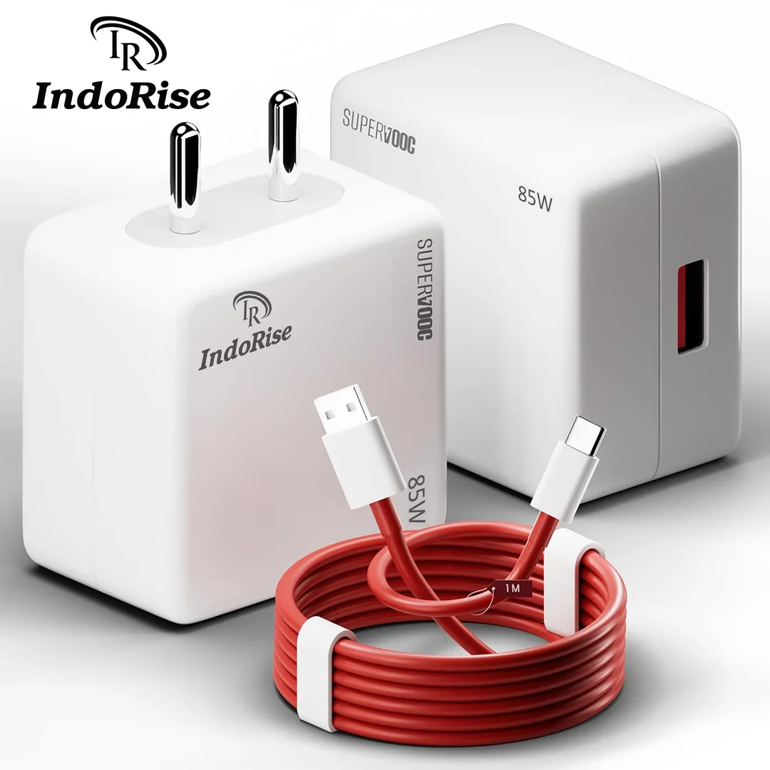 Indorise Super Vooc 85W Fast Charger + Data Cable | Triple Protocol PD/Warp/Dash | Universal USB‑C Adapter image 1