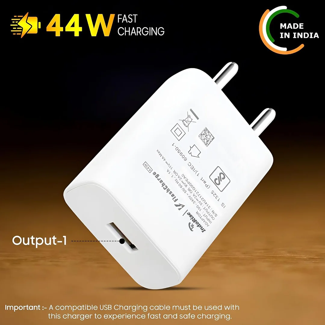 Indorise 44W Flash Charger 44 W | Fast Charge Adapter + Cable | Compatible Vivo, iqoo | Standard USB‑C Power Delivery image 6