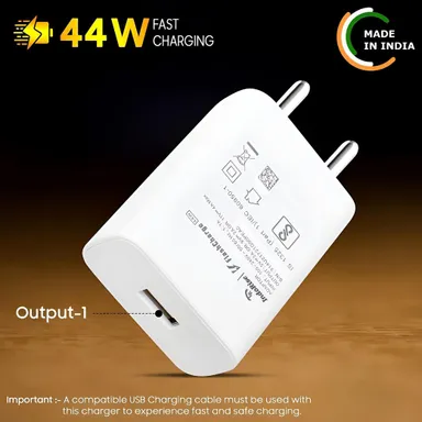 Indorise 44W Flash Charger 44 W | Fast Charge Adapter + Cable | Compatible Vivo, iqoo | Standard USB‑C Power Delivery thumbnail 5