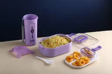 Eco-Friendly Leakproof Lunch Box for Kids | Tiffin Box Set for School | Colorful Trendy Lunch Box with Compartments thumbnail 1