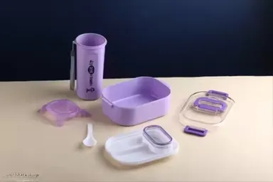 Eco-Friendly Leakproof Lunch Box for Kids | Tiffin Box Set for School | Colorful Trendy Lunch Box with Compartments thumbnail 3