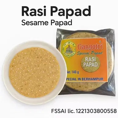 Handmade Berhampur Special Sesame Rasi Papad – Traditional Crispy Urad Dal & Sesame Snack (140g) thumbnail 0