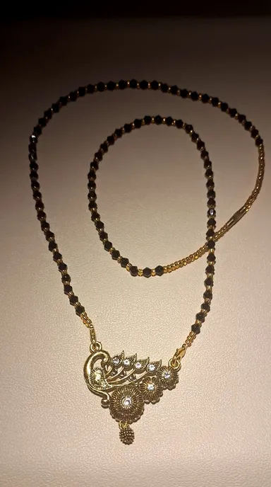 Classic  Mangalsutra | Traditional Black Beads Necklace | Elegant Wedding Jewelry for Women thumbnail 3