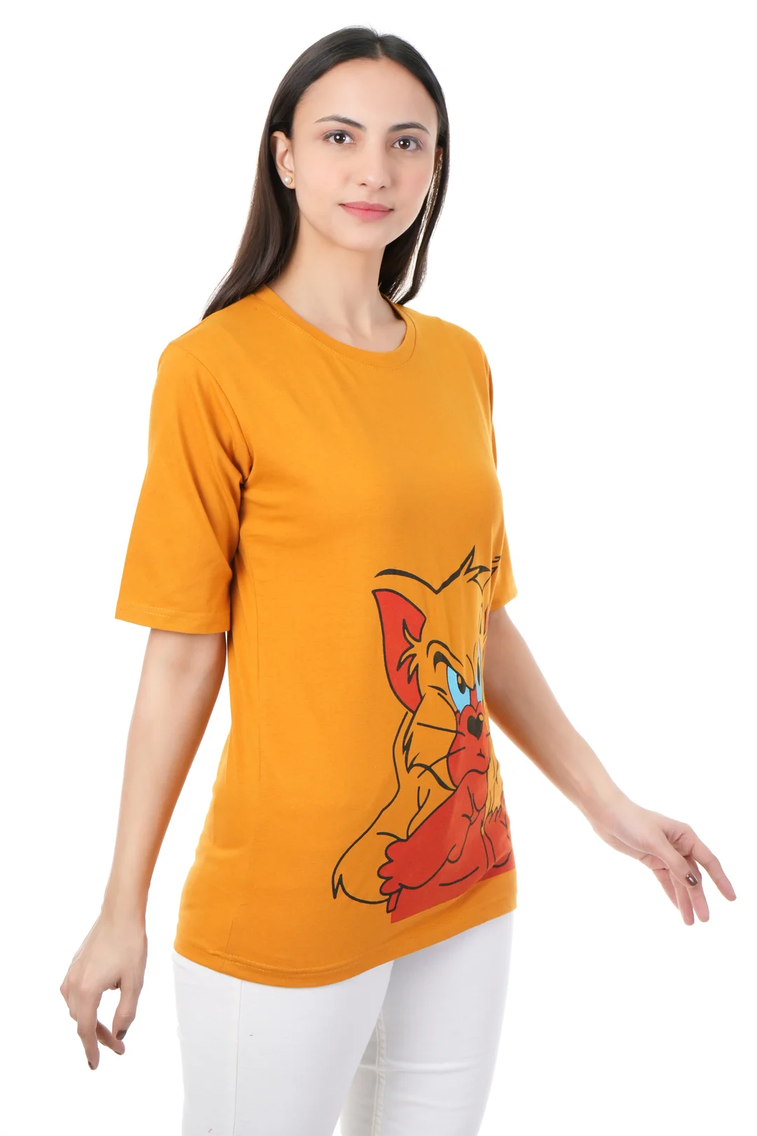 Cotton T‑shirt Women | Down Shoulder Loose Fit | Plus Size Friendly | Medium Size | Casual Summer Tee image 4