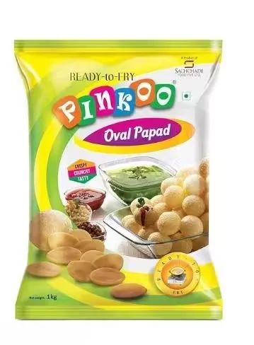 Oval Papad Crispy Fryums 1kg Pack Ready to Fry Snack Pellets | Crunchy Tea Time | Party Snacks for Kids | Home | Easy Air Fry Microwave Fryums image 1