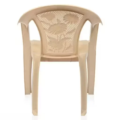 Premium Stackable Plastic Chair With Armrest for Living Room | Outdoor | Durable Marble Beige Seating | Comfortable Home Garden Patio Dining Chair image 2