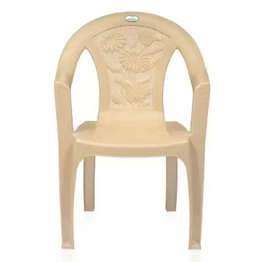 Premium Stackable Plastic Chair With Armrest for Living Room | Outdoor | Durable Marble Beige Seating | Comfortable Home Garden Patio Dining Chair image 1