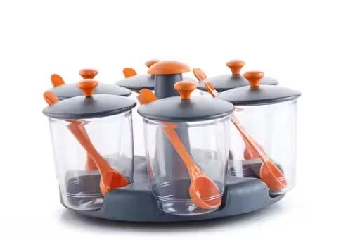 360 degree revolving 6‑jar multipurpose stand | rotating achar container | compact spice carousel for dining table image 4